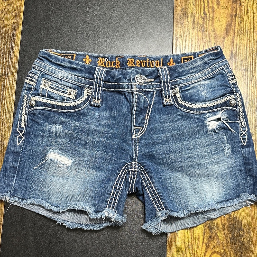 Rock Revival Distressed Blue Jean Shorts